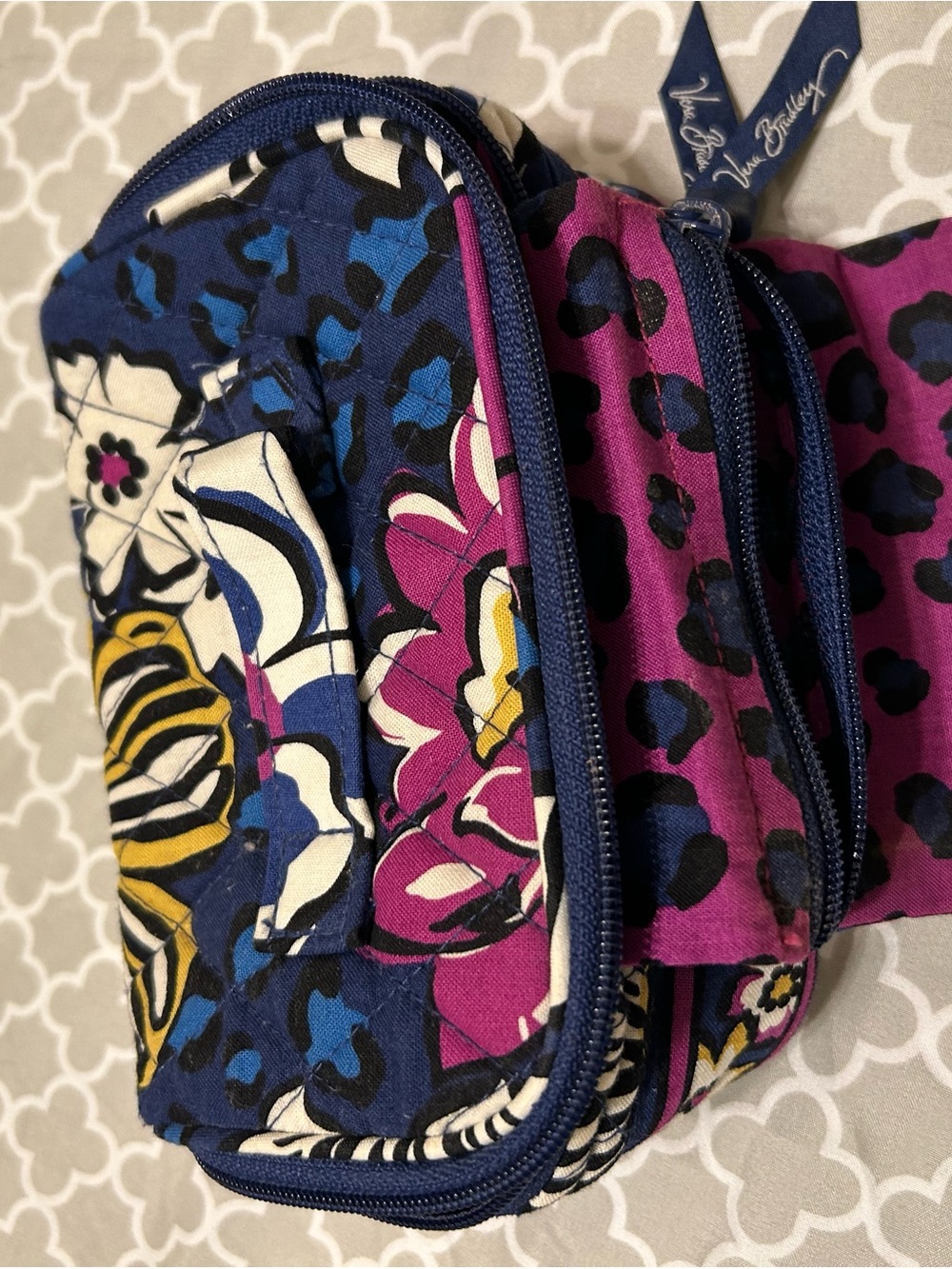 Vera Bradley Quilted Floral Makeup Pouch - Blue, Purple, Yellow